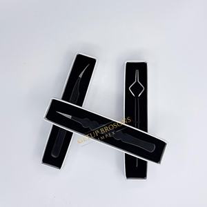Pinzas para Extensión de Pestañas de Acero Inoxidable, Pinzas de Aislamiento con Punta de Fibra, Recubrimiento en Polvo Negro Brillante, Herramienta Profesional para Pestañas - Product Image 2