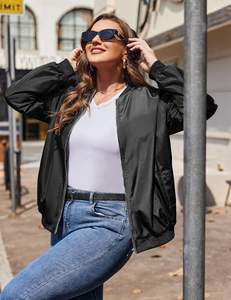 Chaqueta Bomber de satén a rayas informal para mujer, cortavientos de invierno con cremallera ligera con bolsillos, talla XL para hombre - Product Image 3