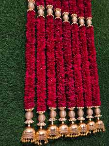 Guirnaldas de flores de jazmín ecológicas granate de 4 pies con guirnaldas de borlas Ghungroo para decoración de patio trasero y escaleras - Product Image 6