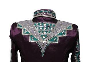 Vaquera hecha a mano Western Show Shirt Cintura alta Cierre de cremallera Tela de tafetán elástica transpirable para ropa de equitación - Product Image 5