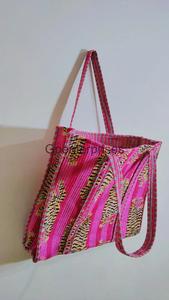 Indian Tiger Print Handmade Cotton Womens Shopping Tote Bag Hand Block Printed Quilted Shoulder Bag Stylish Fashion Accessory - Product Image 5
