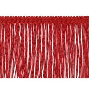 Оптовая продажа, красная полиэфирная нить шириной 25 см, отделка бахромой для штор, костюм и равномерное украшение, оптом
