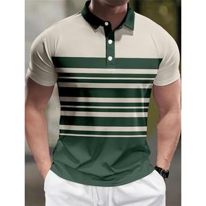 T-shirt polo pour homme de haute qualité, taille plus, avec fermeture éclair, bordure blanche, broderie dorée, imprimé, manches courtes, décontracté, été - Product Image 5