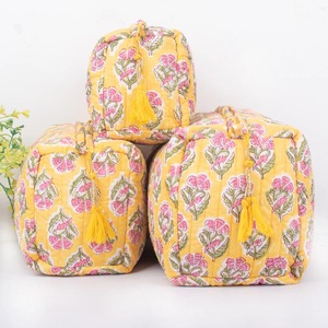 Bloc imprimé écologique Vintage fermeture éclair Durable petit/moyen sac de lavage étanche maquillage cosmétique étui de voyage avec poches - Product Image 3