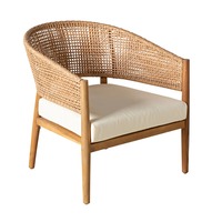 Fauteuil de salon d'extérieur moderne en teck et osier, canapé une place pour jardin, ferme, parc, hôtel, plage – Mobilier de jardin durable