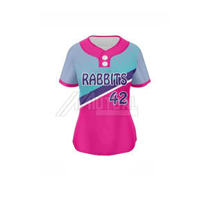 Uniforme de softball personnalisé de haute qualité style boutonné avec ensemble respirant et confortable de couleur unie - Product Image 2