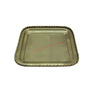 Bandeja DE SERVICIO DE METAL martillado de mejor diseño de calidad estándar con borde de Arte de cuerda vajilla personalizable y artículos de servicio a la venta - Product Image 5