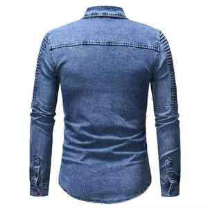 Chemises en jean décontractées à carreaux de haute qualité pour hommes, en tissu coton élasthanne, manches longues, toutes tailles, vente en gros pour chemises en jean pour hommes - Product Image 3