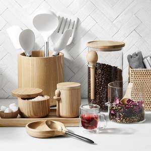 Recipiente de azúcar y sal hecho a mano ecológico de madera de teca con cucharas Diseño admirable Forma redonda Nuevo estilo moderno Azucarero - Product Image 4