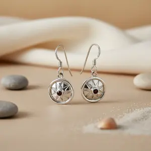 Women's 925 Silver <b>Dangle</b> <b>Earrings</b> Garnet Amethyst Pearl <b>Diamond</b> Cute Trendy Drop Style for Weddings Parties Christian Jewelry - Product Image 1