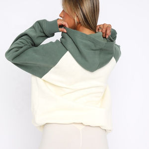 Diseño de logotipo personalizado Street Lux Wear Fleece Pullover Hoodie Mujeres Boyfriend Oversize Color Block Hoodies - Product Image 3