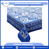 Hochwertige Indische Handgefertigte Blockdruck-Baumwolle Anarkali Blaue Offene Handarbeit Umweltfreundliche Anpassbare Hochzeits-Tischdecke