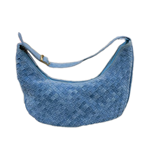 Sac fourre-tout élégant en daim bleu pour dames sac à main de style Hobo extérieur de capacité moyenne avec fermeture à glissière - Product Image 1