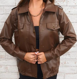 แจ็กเก็ตหนังสำหรับผู้หญิงแจ็กเก็ตหนังแฟชั่นสไตล์ใหม่สำหรับฤดูหนาวเลือกสีได้ตามต้องการ - Product Image 2