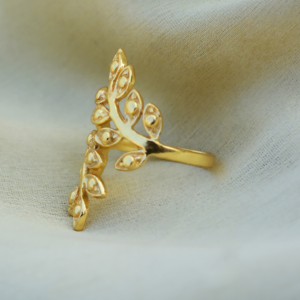 Boho <b>Leaf</b> Ring Brass Rings For Women 18k Gold Plated Nature Inspired Jewelry Floral Design Wholesale Rings - Product Image 3