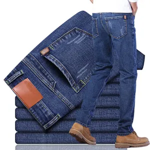 Новая Мода Высокое качество оптовая продажа прямые деловые повседневные стрейч плюс размер мужские джинсы