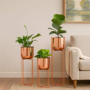 plant <b>stand</b> set of multi size plant <b>stand</b> set tall metal plant <b>stand</b> floor plant <b>stand</b> indoor OEM decorative <b>vase</b> custom gold - Product Image 2