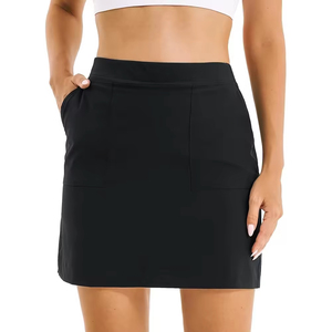 Falda de tenis para mujer con bolsillo Tela cómoda Pantalones cortos integrados y cintura elástica para actividades al aire libre en la cancha - Product Image 1
