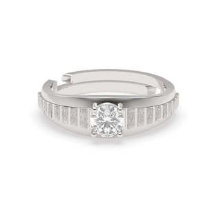 NOVAMART Fine <b>Men's</b> <b>Ring</b> 925 Sterling Silver with Rhodium Plating Bezel <b>Set</b> Diamond and Pearl Cute Style Step Band Wholesale Exp - Product Image 1