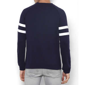 เสื้อสเวตเตอร์คอตตอนผ้าฟลีซผ้าฝ้ายคุณภาพสูงสำหรับผู้ชายสีฟ้าล้วนพิมพ์โลโก้ตามสั่ง - Product Image 6