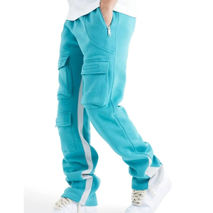 BOBBIN INDUSTRIES Pantalons cargo évasés pour hommes, nouvelle conception personnalisée, vente chaude, lavage foncé, toile de coton, molleton, taille élastique - Product Image 3