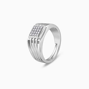 Anillo de Diamantes de Primera Clase en Plata para Él, Joyería Fina con Incrustaciones, Accesorio de Lujo para Hombre, para Fiestas - Product Image 5
