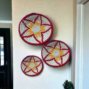 Nouveau Design de haute qualité rond décoratif naturel tenture murale panier pour salon maison réchauffement cadeau maison décoration murale - Product Image 2