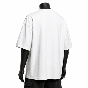 Custom Oversized <b>White</b> Graphic T Shirt Cotton Streetwear Typography Print Drop Shoulder <b>Tee</b> Wholesale Apparel - Product Image 6