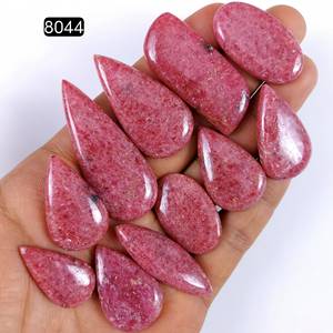 Lot de cabochons ovales en rhodonite 100 % naturelle, faits à la main, couleurs mélangées, pour la fabrication de bijoux, en vrac, magnifiques, aux vertus curatives, certifiés par des tiers, vente en gros OEM - Product Image 1