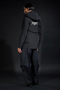 แจ็คเก็ตแฟชั่นไซเบอร์พังค์สำหรับผู้ชายเสื้อกันลมมีฮู้ดสีดำกันน้ำ - Product Image 4