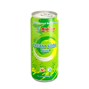Refrigerantes carbonatados de boa qualidade CREAM SODA sabor Bidrico marca Halal Haccp bebida embalada em lata fabricante vietnamita