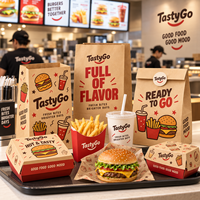 Sacs en papier kraft écologiques personnalisés, résistants à la graisse, pour emballages à emporter, restauration rapide, hot-dogs, sandwichs, hamburgers et poulet frit