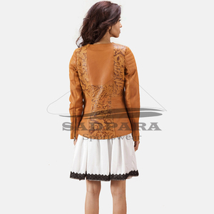 Chaquetas de mujer Piel de oveja genuina Cuero Elegante Ligero Manga completa Logotipo personalizado Ropa de calle Abrigos transpirables - Product Image 5