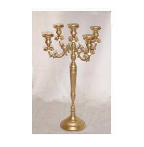 Bougeoirs 5 bras centres de mariage candélabres de haute qualité grand doré décoration de la maison candélabres faits à la main pour mariage - Product Image 1