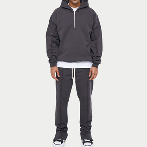 Pantalons baggy survêtements Streetwear Quarter Zip up Survêtement Sportswear Vintage French Terry surdimensionné survêtement en détresse - Product Image 5