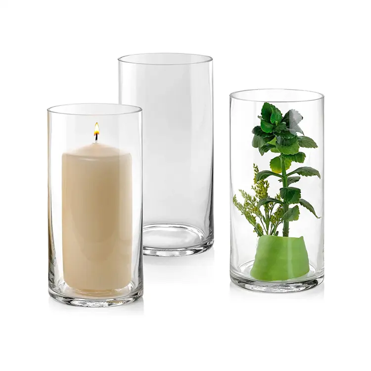 Цилиндрическая стеклянная ваза бутон, свадебные вазы оптом, прозрачные для цветов, 30 см, 35 см, 40 см, 45 см, в стиле арт-деко