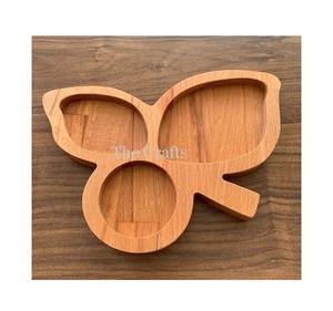 <b>Set</b> Of 2 Triangle Shape Dry Fruits <b>Serving</b> Plate With High Quality Customized Size Wooden Dessert Plate - Product Image 3