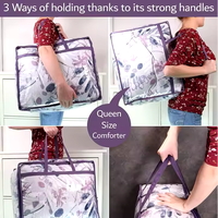 Sacs de rangement transparents durables, organisateur de couvertures transparentes, sacs à vêtements, conteneurs à vêtements de grande capacité avec poignées renforcées