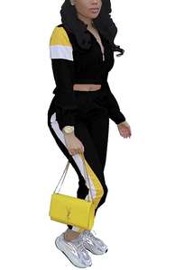 Chándal informal transpirable para mujer, Top con cremallera de 2 piezas y chándal con cintura elástica, conjunto de chándal cortavientos para mujer - Product Image 4