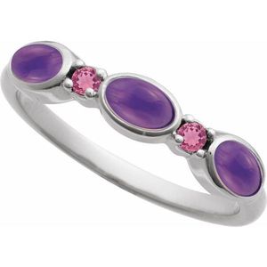 Stuller Accented 14KW Rose <b>Gold</b> Bezel <b>Set</b> <b>Ring</b> Fashionable Letter Shaped Amethyst Trendy Inlay with <b>Gold</b> Plating Gift - Product Image 4