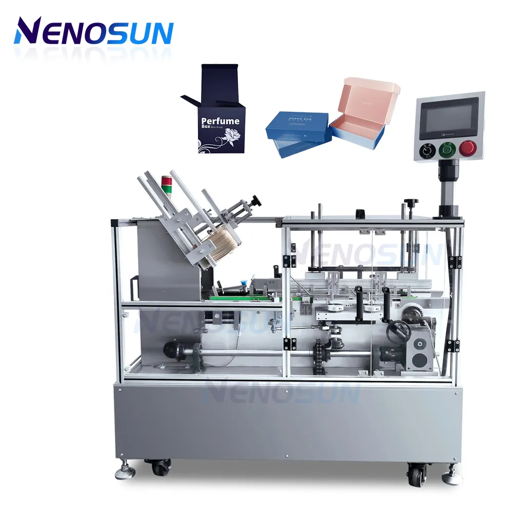 Nenosun Automatic Folding Carton Cartoning Machine For Snack Food fruit juice Pill Capsule milk Box Packing Machine