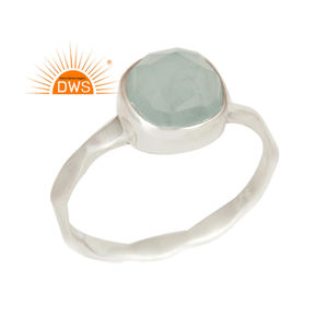 แหวนซ้อนพลอยคาลซิโดนีสีเงินสเตอร์ลิงธรรมชาติดีไซน์ล่าสุดผู้ผลิตเครื่องประดับตามต้องการ - Product Image 1