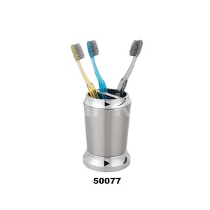 Porte-brosse à dents en acier inoxydable argenté taille 3x3x4.5 support de brosse à finition brossée et chromée - Product Image 1