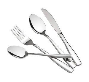 Juego de Cubiertos de Metal Puro con Diseño Moderno y Acabado Fino por Artesanos Indios, que Incluye Tenedor Moderno y Cuchara - Product Image 1