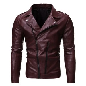 Chaqueta de Cuero con Solapa Entallada de Moda Otoño Invierno 2025 para Hombre, Chaqueta de PU de Lona Hecha a Mano, Chaqueta de Motociclista Elegante para Hombre - Product Image 1