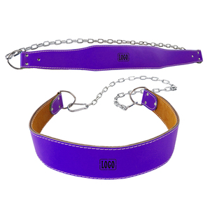 Cinturones de inmersión para levantamiento de pesas profesional Fitness Workout Back Support Dip Belt Logotipo personalizado Cinturones de cuero genuino fitness gimnasio - Product Image 1