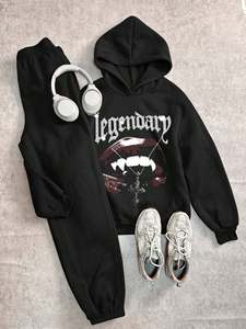 Sudadera con capucha y pantalones 3D ligero con estampado de algodón personalizado Winter Essentials-Diseño con capucha de gran tamaño con patrón sólido al por mayor - Product Image 2