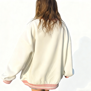 Alta calidad Color personalizado suave polar algodón bordado ecológico secado rápido invierno Boxy pulóver cuello redondo Sudadera Mujer - Product Image 6