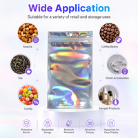 Pochette personnalisée emballage anti-odeur 3.5g petits sacs refermables en mylar holographique en papier laser avec fenêtre