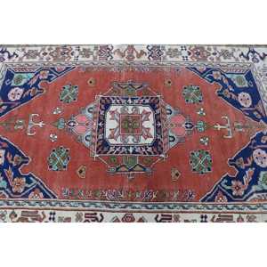 พรมวินเทจตุรกี ขนาด 5x7.8 ฟุต (153x239 ซม.) สีแดงน้ำเงิน ลายต้นไม้และพืช - Product Image 5